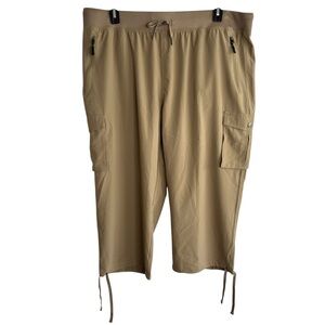Soothfeel Capri Lightweight Khaki Cargo Pants Plus Sz XXXL Stretch Elastic Waist